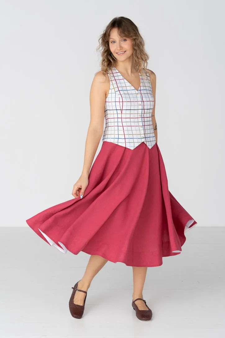Classic – Full-Circle Linen Midi Skirt sold by Son de Flor