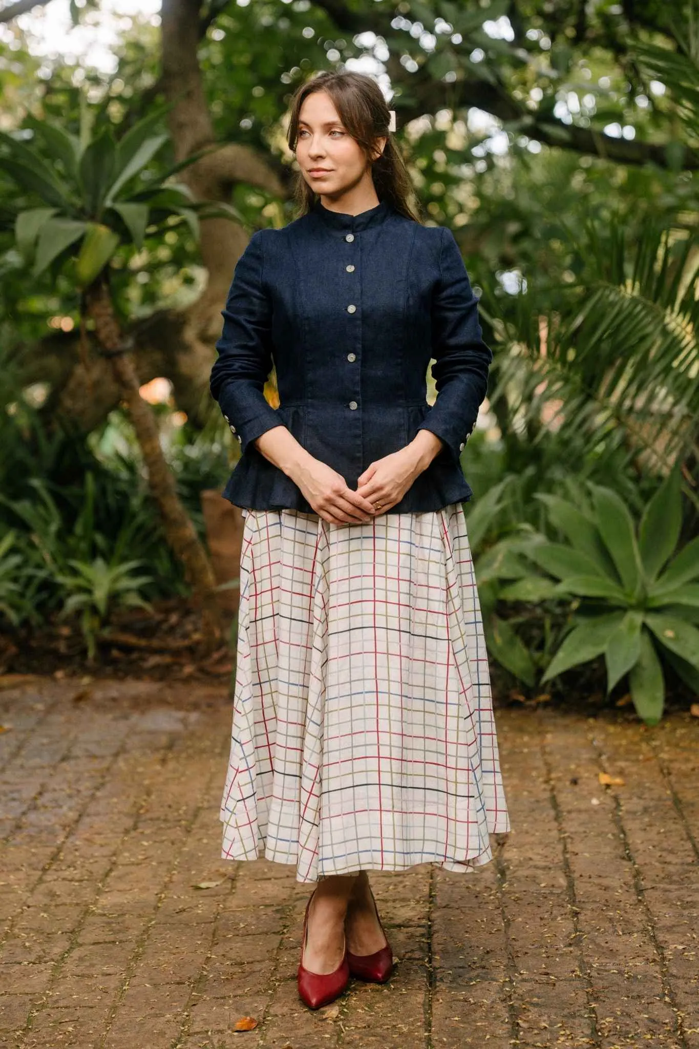 Peplum – Twill Linen Jacket with Mandarin Collar sold by Son de Flor product image thumbnail 2