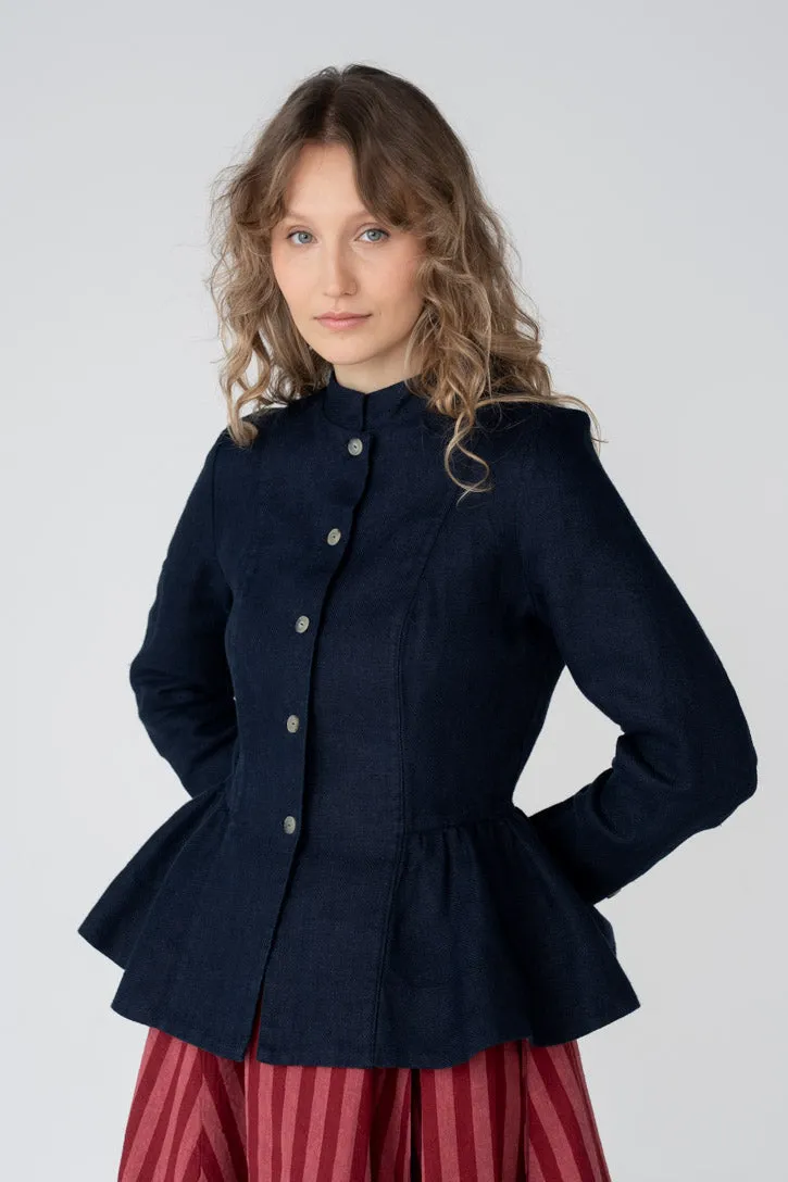 Peplum – Twill Linen Jacket with Mandarin Collar sold by Son de Flor product image thumbnail 4