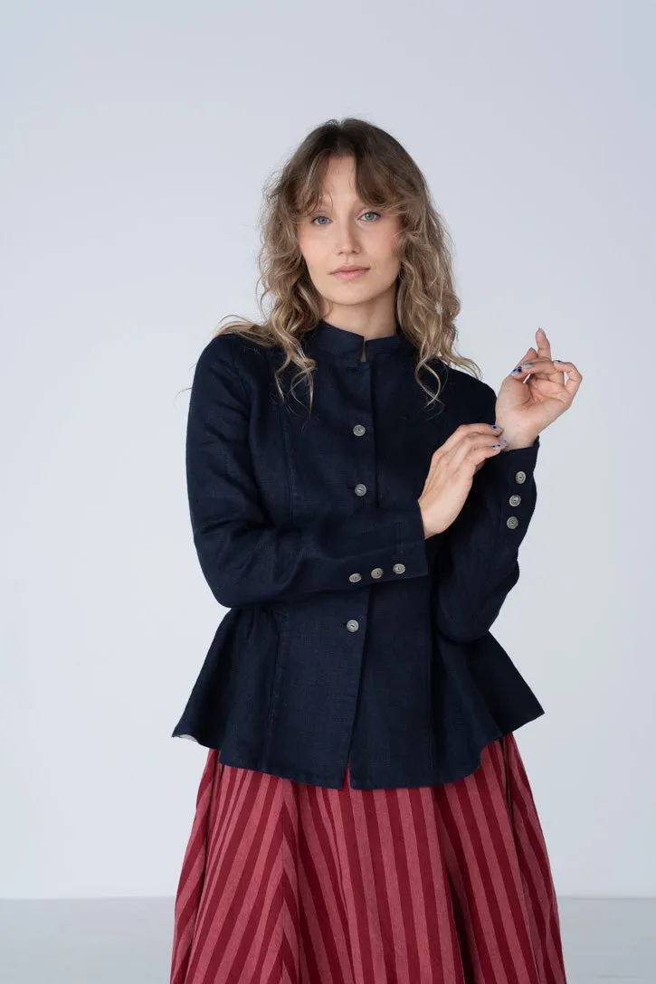 Peplum – Twill Linen Jacket with Mandarin Collar sold by Son de Flor product image thumbnail 3