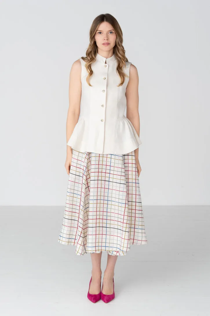 Peplum – Twill Linen Vest with Mandarin Collar sold by Son de Flor product image thumbnail 3