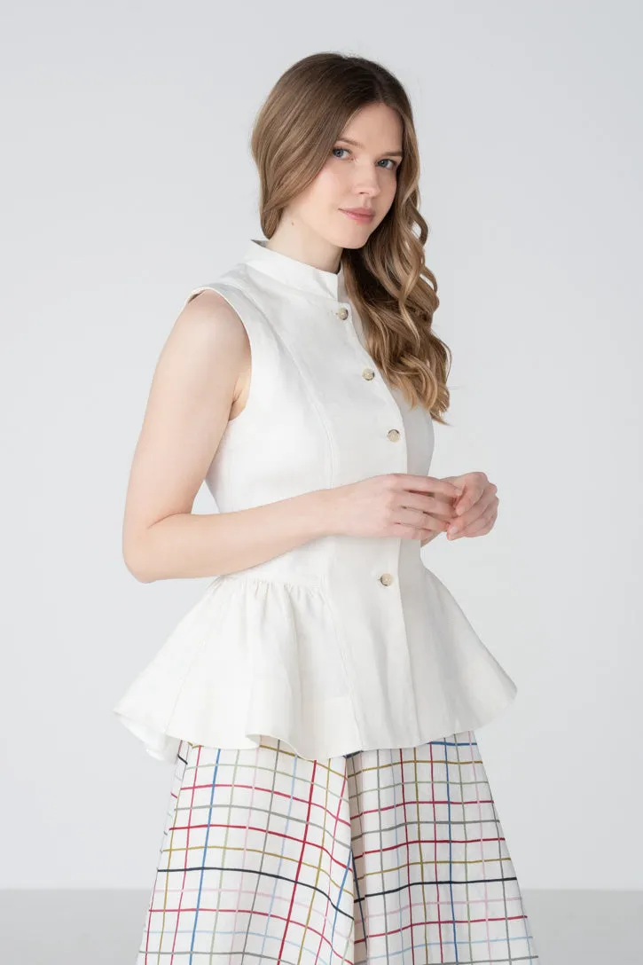 Peplum – Twill Linen Vest with Mandarin Collar sold by Son de Flor product image thumbnail 2