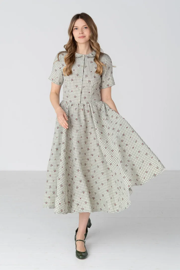 Classic – Short Sleeve Peter Pan Collar Linen Dress sold by Son de Flor product image thumbnail 4