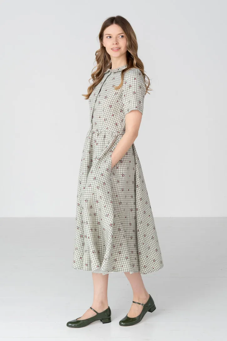 Classic – Short Sleeve Peter Pan Collar Linen Dress sold by Son de Flor product image thumbnail 5
