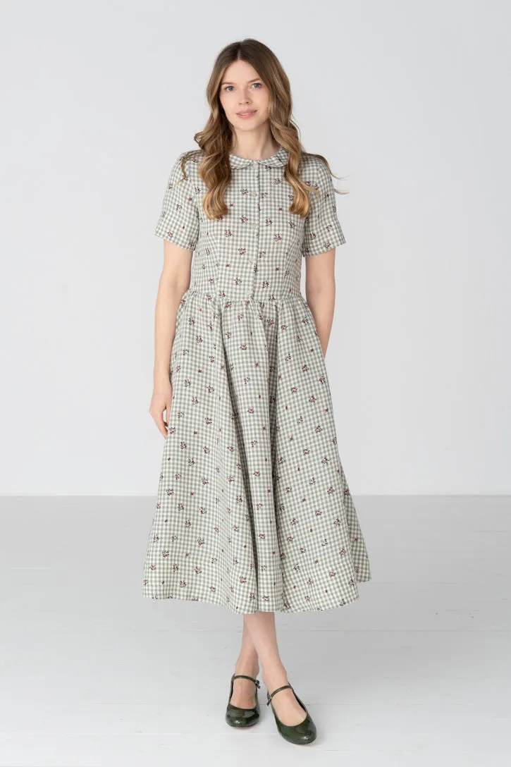 Classic – Short Sleeve Peter Pan Collar Linen Dress sold by Son de Flor product image thumbnail 3