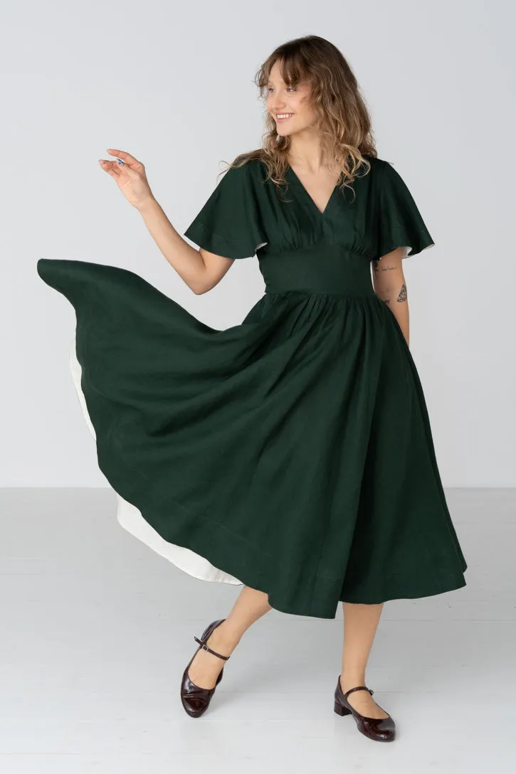 Daisy – V-Neck Linen Dress with Bow Waist Tie sold by Son de Flor product image thumbnail 5