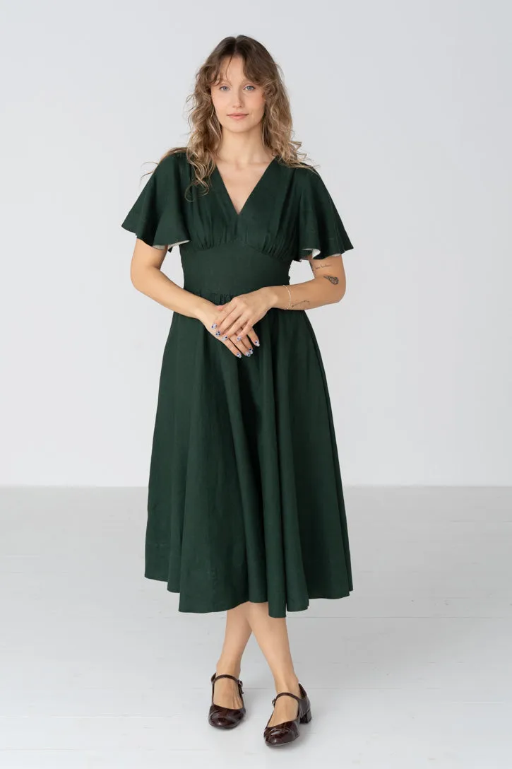 Daisy – V-Neck Linen Dress with Bow Waist Tie sold by Son de Flor product image thumbnail 4