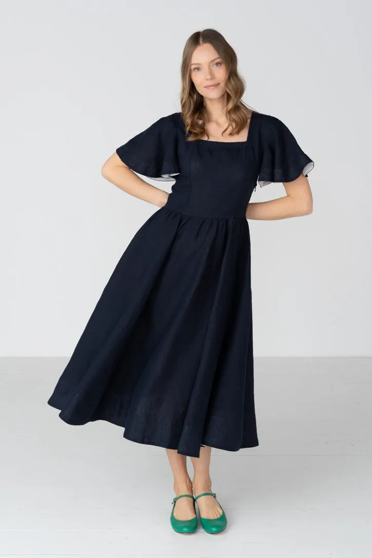 Nora – Square Neck Linen Dress with Butterfly Sleeves sold by Son de Flor product image thumbnail 5