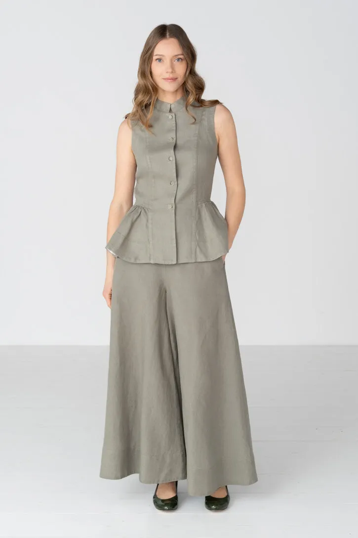 Peplum – Twill Linen Vest with Mandarin Collar sold by Son de Flor product image thumbnail 4