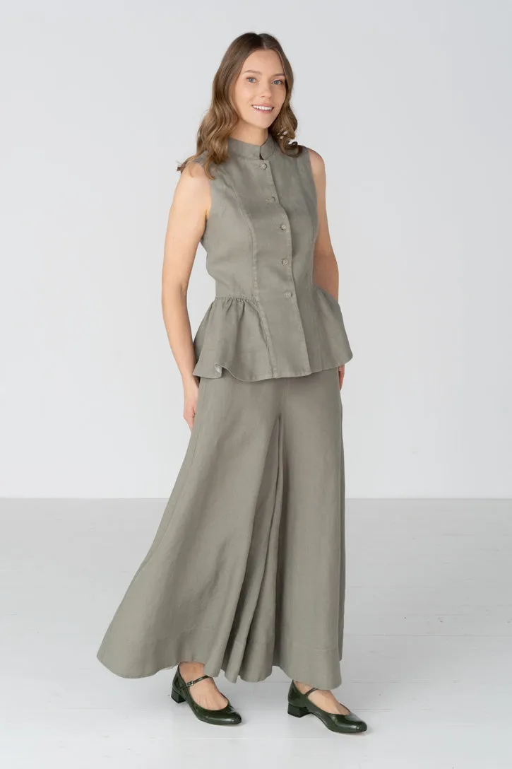 Peplum – Twill Linen Vest with Mandarin Collar sold by Son de Flor product image thumbnail 5