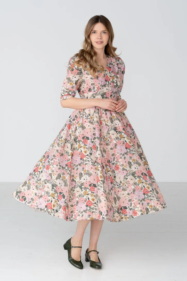 Diane – Puff Sleeve Linen Midi Dress sold by Son de Flor product image thumbnail 2
