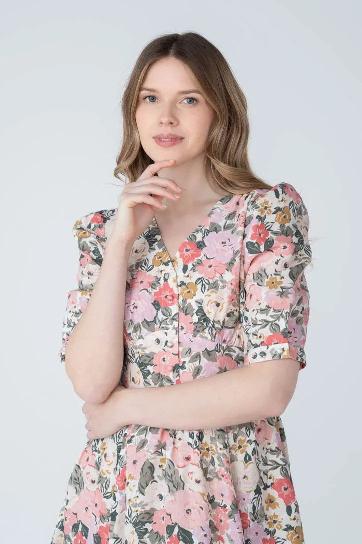 Diane – Puff Sleeve Linen Midi Dress sold by Son de Flor product image thumbnail 4