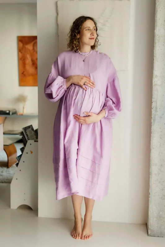 Gale – Oversized Maternity Linen Dress made by Son de Flor