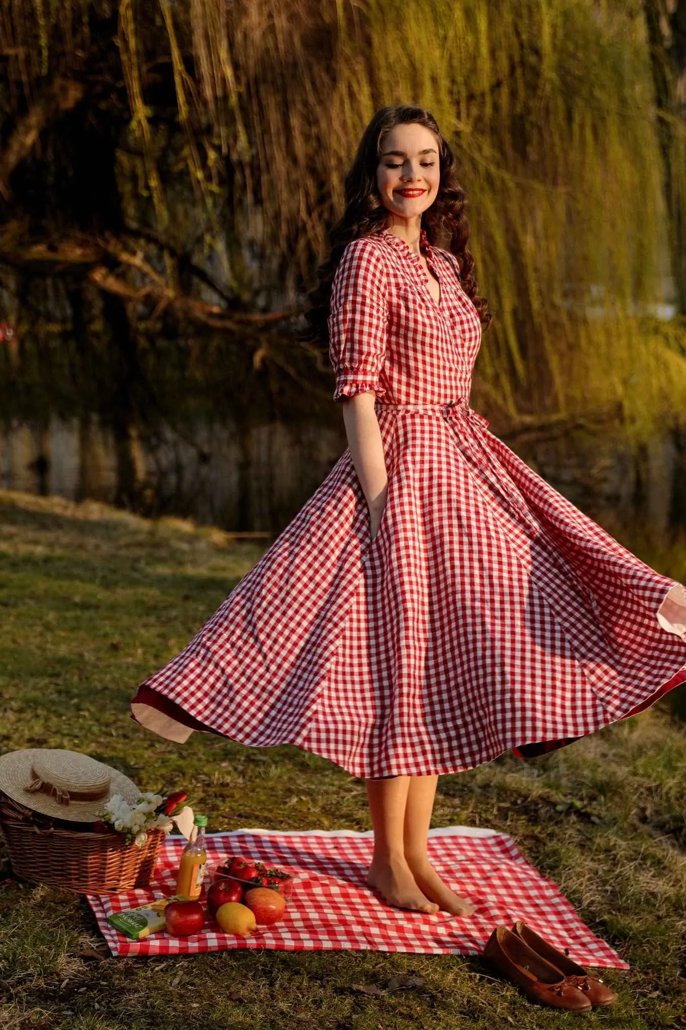 Darcy – Short Sleeve Ruffled V-Neckline Linen Wrap Dress sold by Son de Flor product image thumbnail 4
