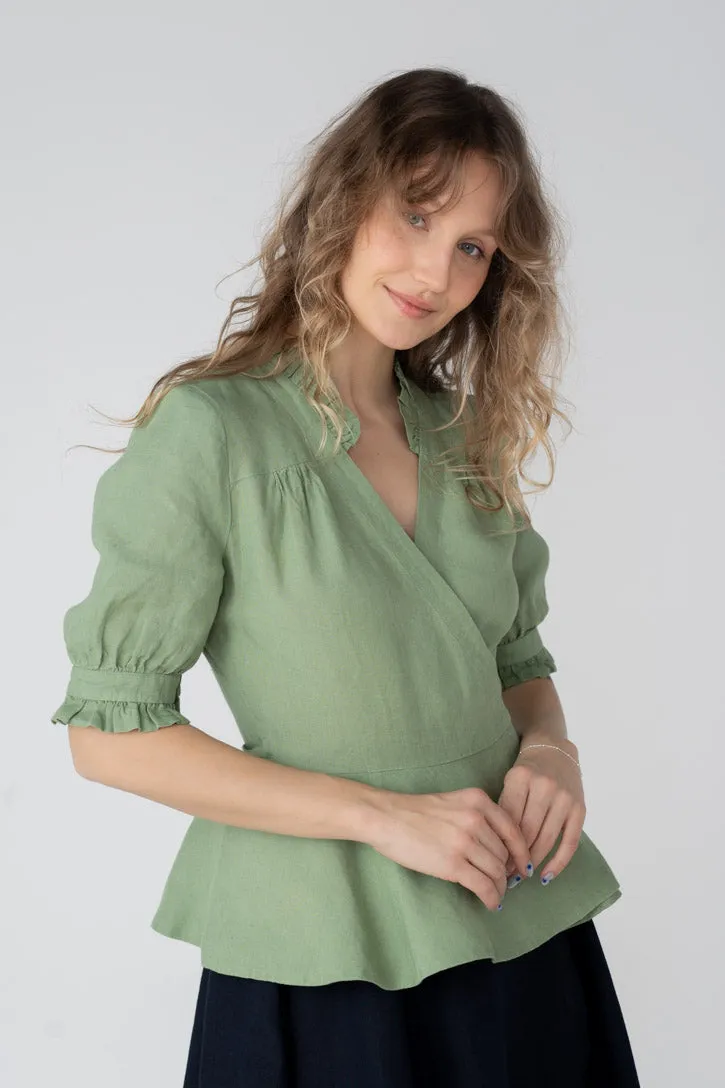 Bennet – Ruffled V-Neckline Linen Blouse sold by Son de Flor product image thumbnail 5