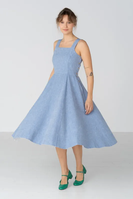 Pinafore – Sleeveless Linen Midi Dress made by Son de Flor