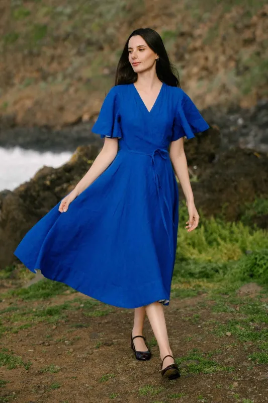 Wrap – Linen Dress with Butterfly Sleeves made by Son de Flor