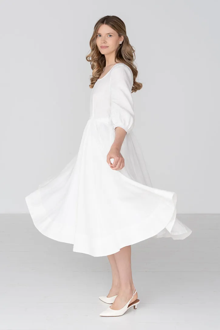 Carmen – Puff Sleeve Linen Midi Dress sold by Son de Flor product image thumbnail 5