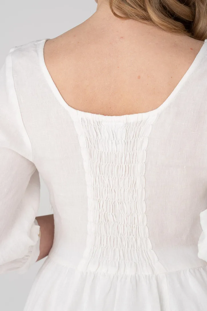 Carmen – Puff Sleeve Linen Midi Dress sold by Son de Flor product image thumbnail 3