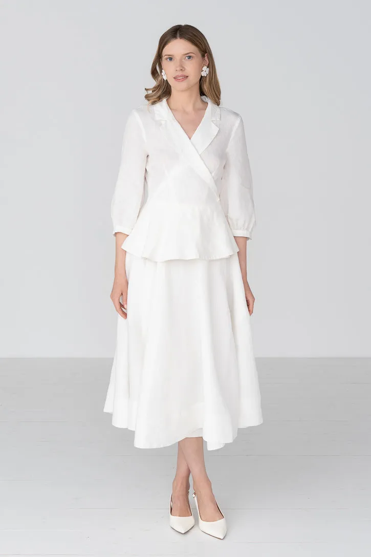 Gaia – Linen Wrap Shirt with Notch Collar sold by Son de Flor