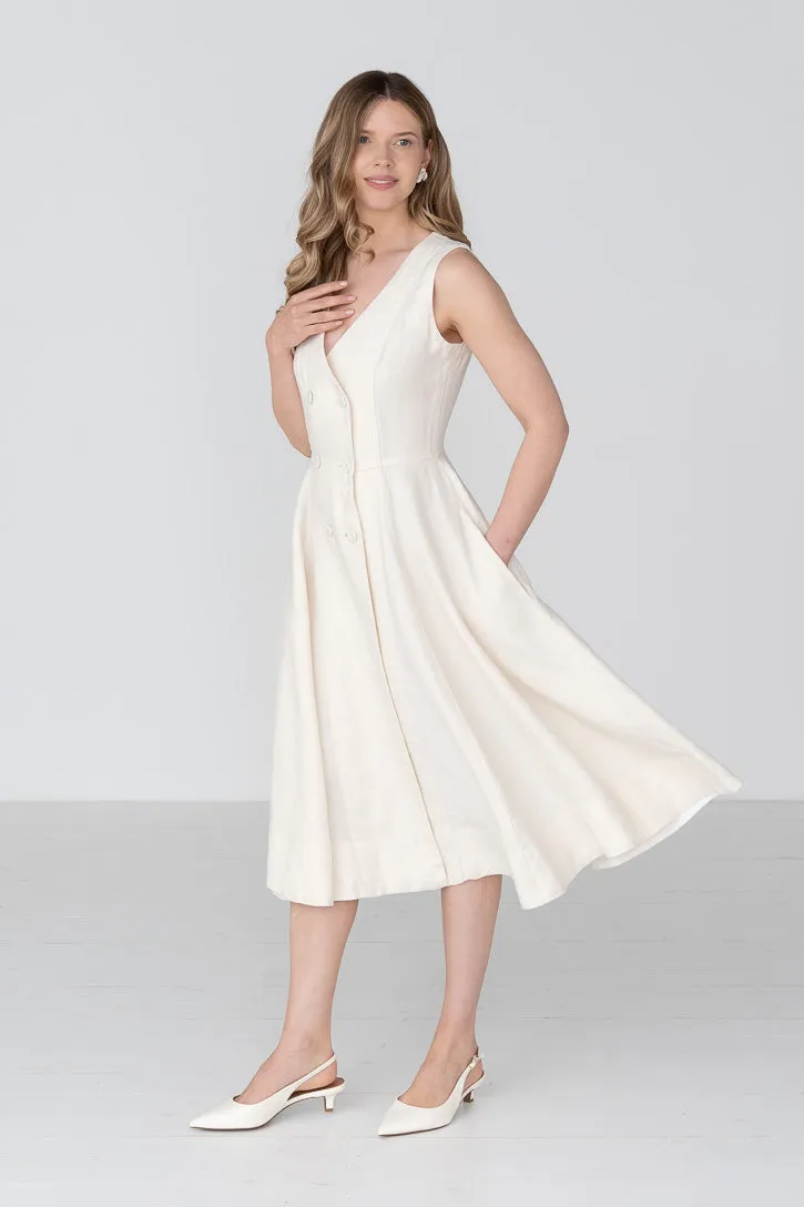 Rosa – Midi Linen Dress with Double-Button Front sold by Son de Flor product image thumbnail 5
