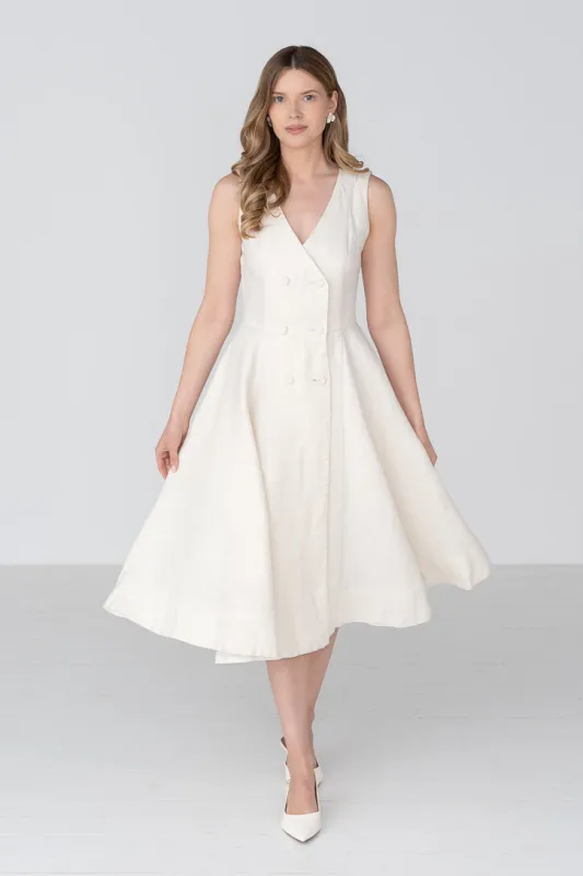 Rosa – Midi Linen Dress with Double-Button Front made by Son de Flor