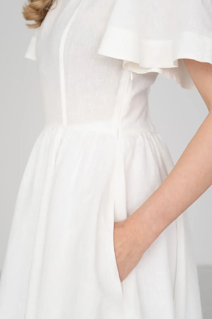 Nora – Square Neck Linen Dress with Butterfly Sleeves sold by Son de Flor product image thumbnail 3