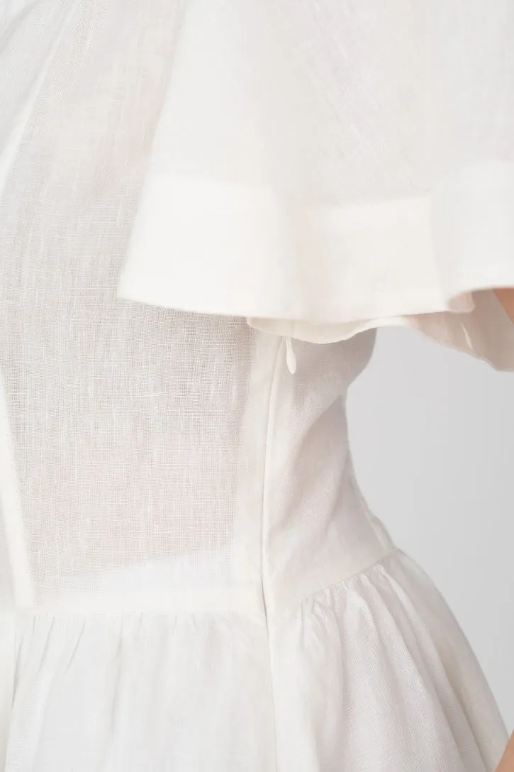 Nora – Square Neck Linen Dress with Butterfly Sleeves sold by Son de Flor product image thumbnail 4