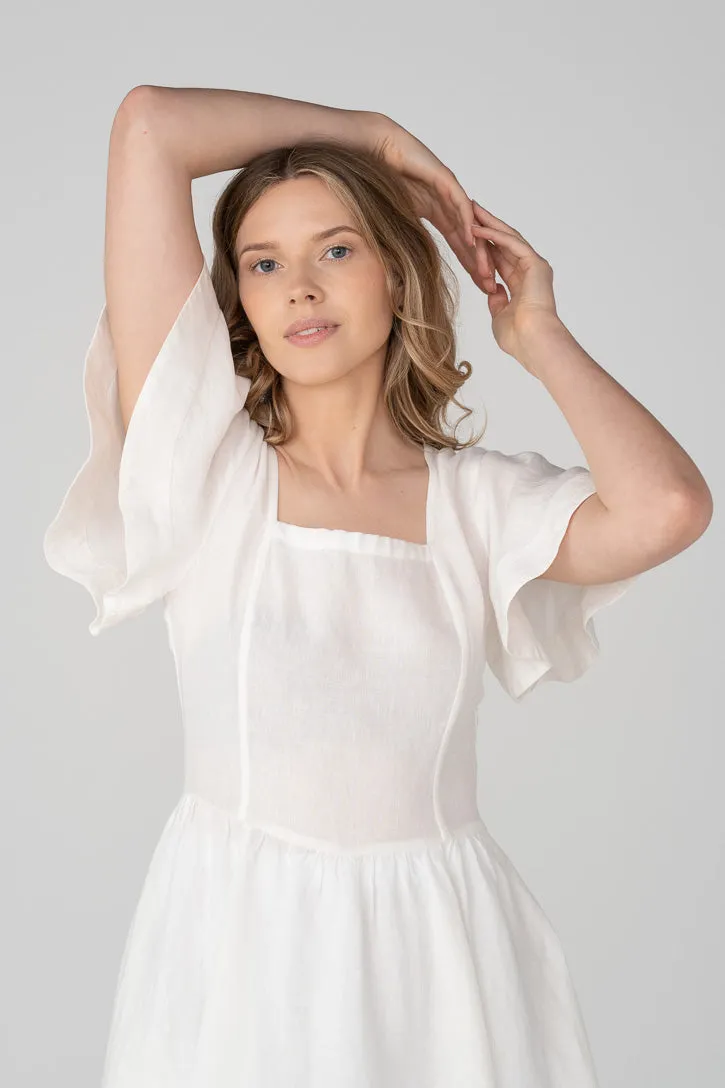 Nora – Square Neck Linen Dress with Butterfly Sleeves sold by Son de Flor product image thumbnail 2