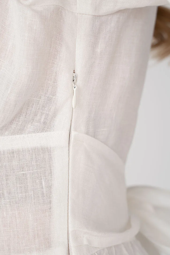 Daisy – V-Neck Linen Dress with Bow Waist Tie sold by Son de Flor product image thumbnail 4