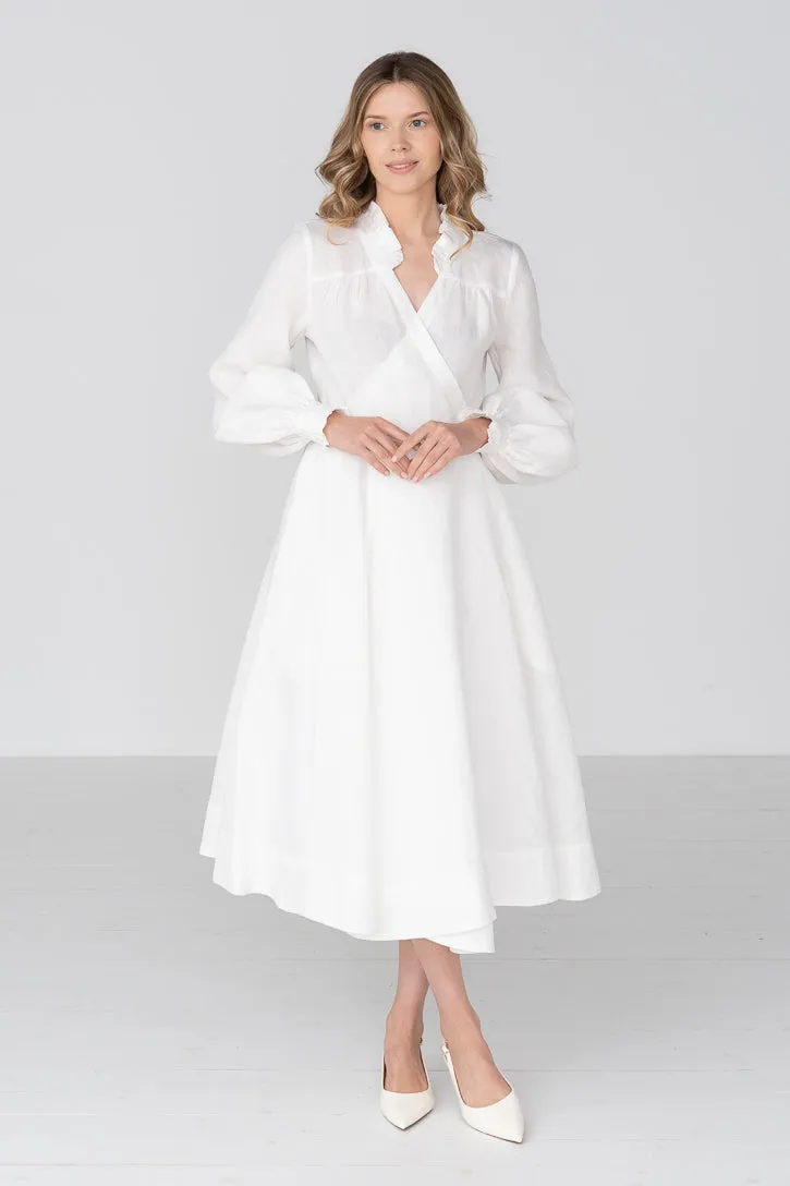 Darcy – Linen Wrap Dress with Ruffled V-Neckline sold by Son de Flor product image thumbnail 5
