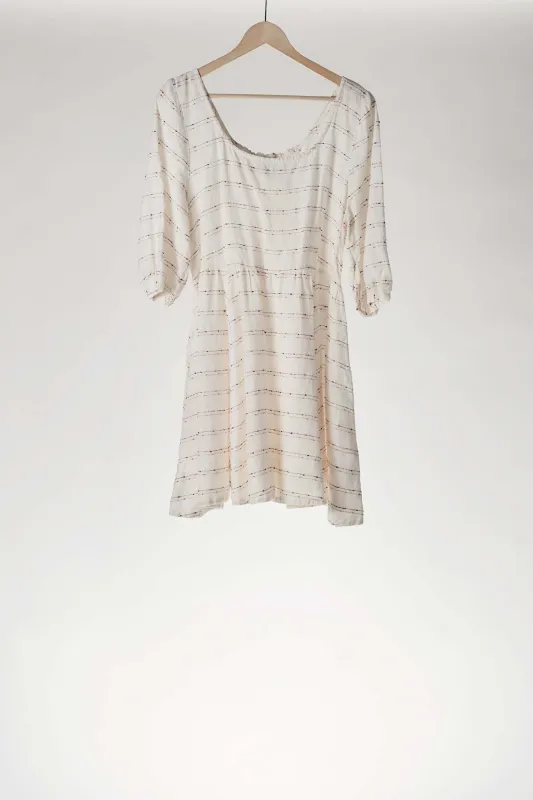 Mini Carmen Dress, 3/4 Sleeve, Pink Stripes On White made by Son de Flor