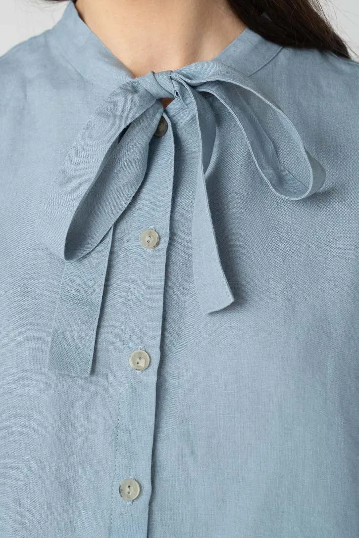 Clementine – Linen Shirt with Bow-Tie Collar sold by Son de Flor product image thumbnail 3