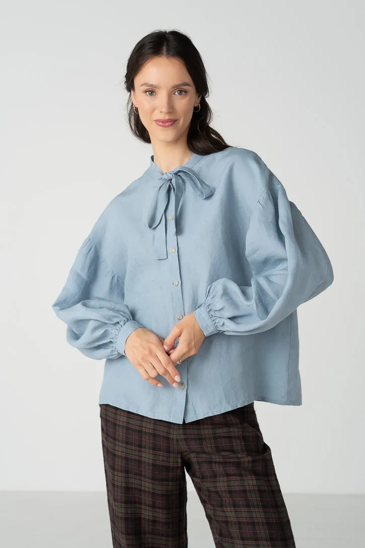 Clementine – Linen Shirt with Bow-Tie Collar sold by Son de Flor product image thumbnail 2