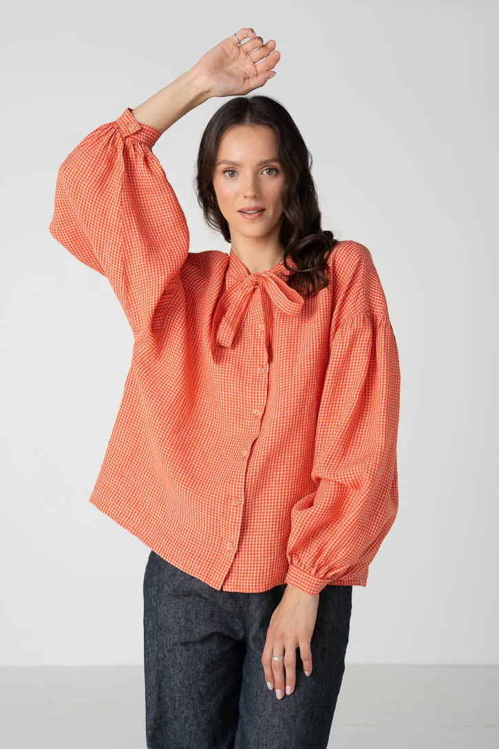 Clementine – Linen Shirt with Bow-Tie Collar sold by Son de Flor product image thumbnail 2