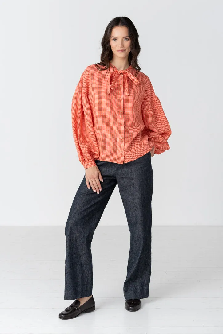 Clementine – Linen Shirt with Bow-Tie Collar sold by Son de Flor product image thumbnail 5
