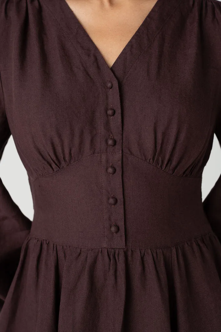 Diane – V-Neck Linen Midi Dress sold by Son de Flor product image thumbnail 3