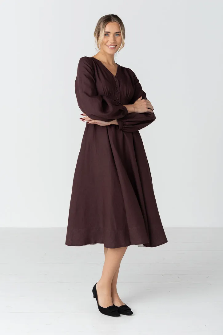Diane – V-Neck Linen Midi Dress sold by Son de Flor product image thumbnail 2