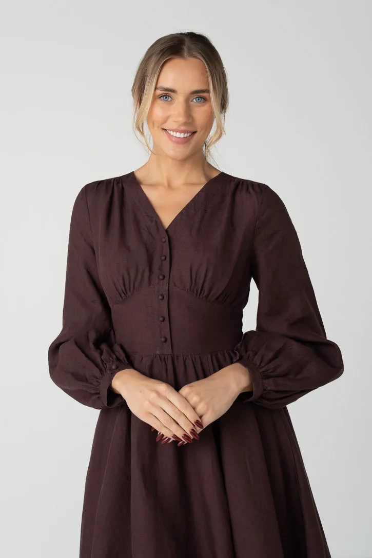 Diane – V-Neck Linen Midi Dress sold by Son de Flor product image thumbnail 5