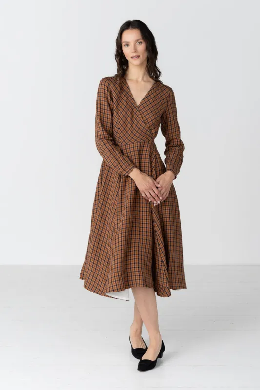 Wrap – Linen Wrap Dress with Long Sleeves made by Son de Flor