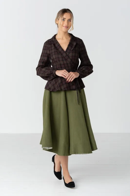 Wrap – Long Sleeve Linen Shirt with Notch Collar made by Son de Flor