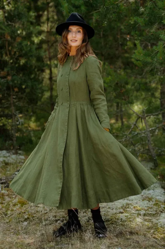 Moor – Twill Linen Coat with Mandarin Collar made by Son de Flor