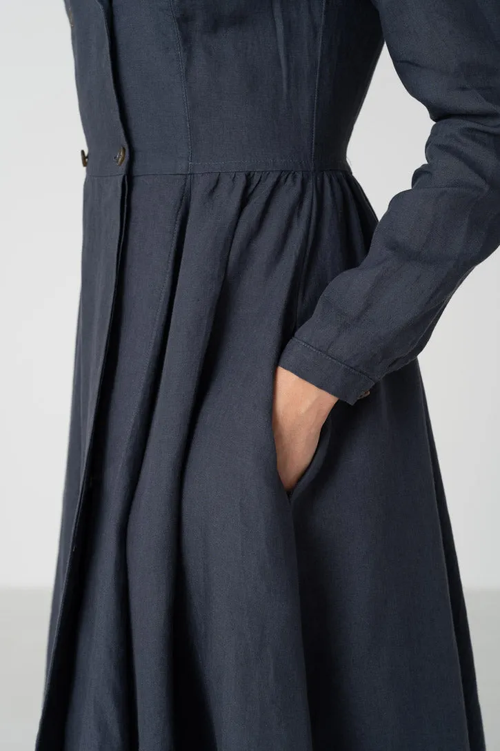Enola – Tailored Linen Midi Dress with Notch Collar sold by Son de Flor product image thumbnail 4