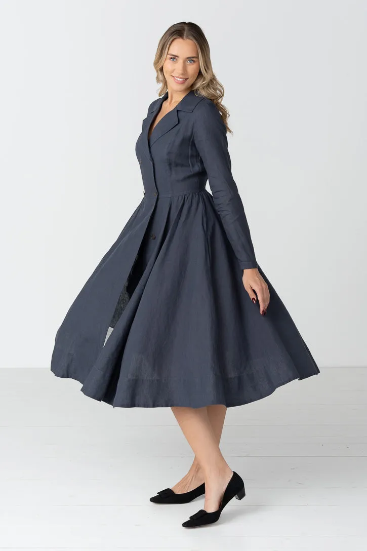Enola – Tailored Linen Midi Dress with Notch Collar sold by Son de Flor product image thumbnail 5