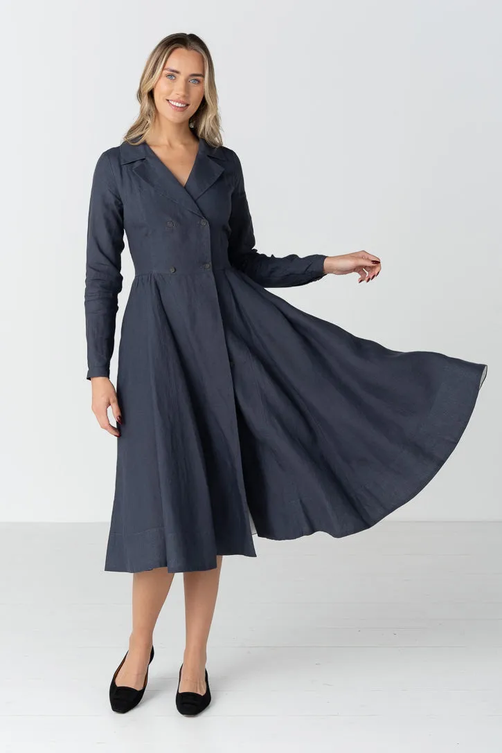 Enola – Tailored Linen Midi Dress with Notch Collar sold by Son de Flor product image thumbnail 2