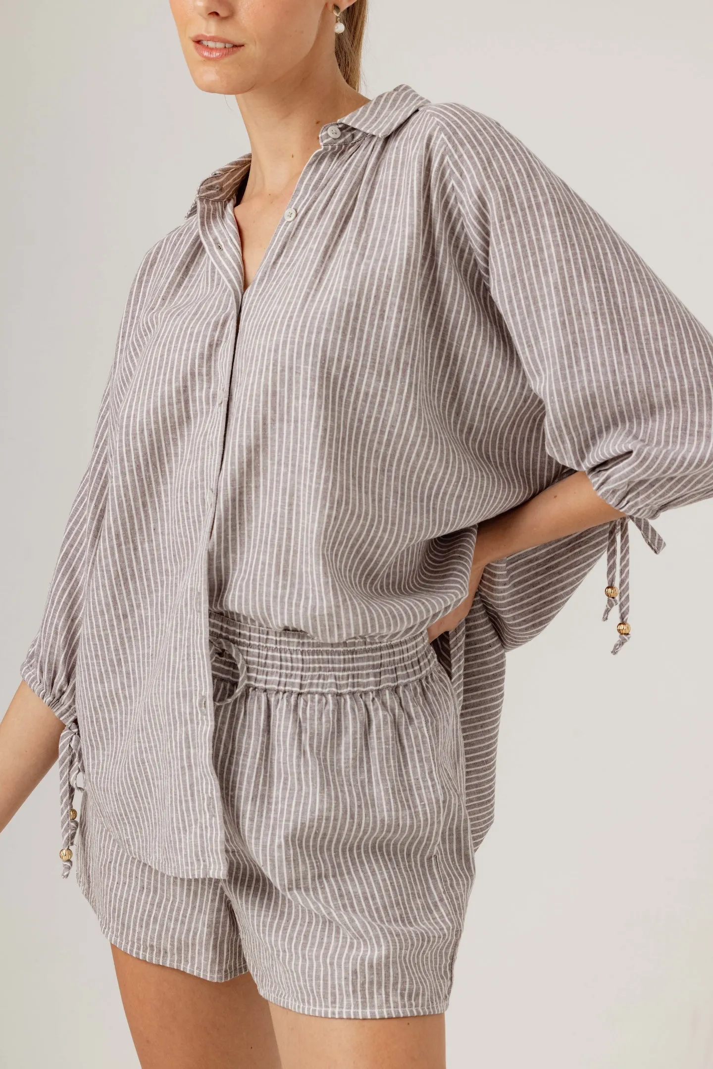 STONE STRIPE FISHER SHIRT sold by We Are Sundays