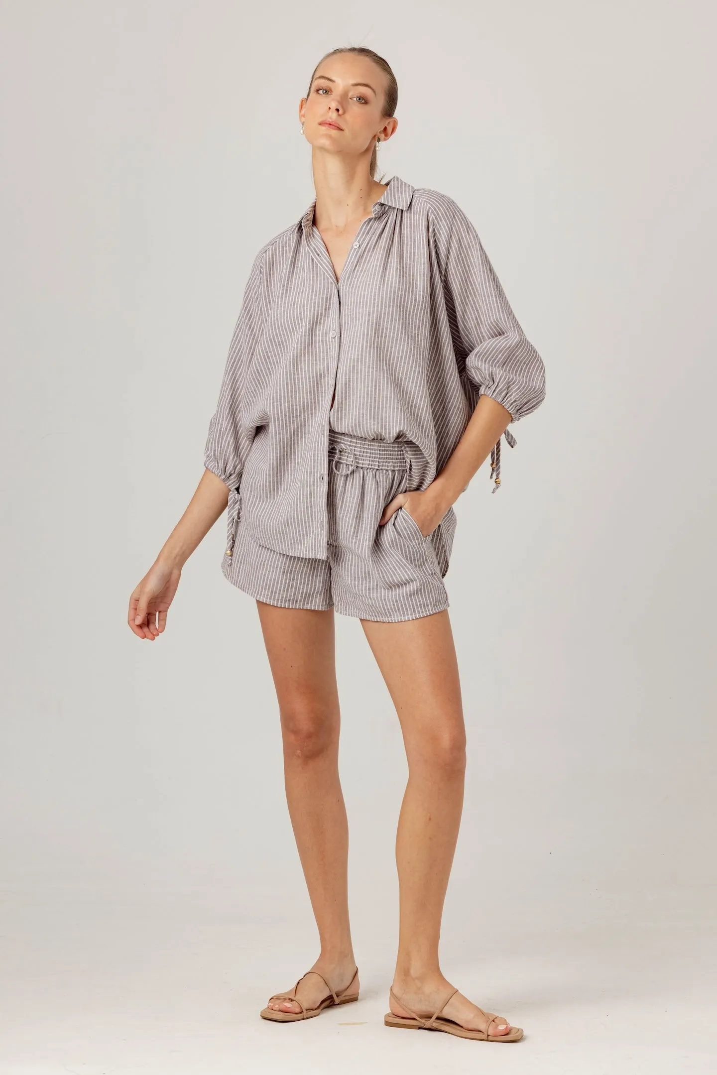 STONE STRIPE FISHER SHIRT sold by We Are Sundays product image thumbnail 3