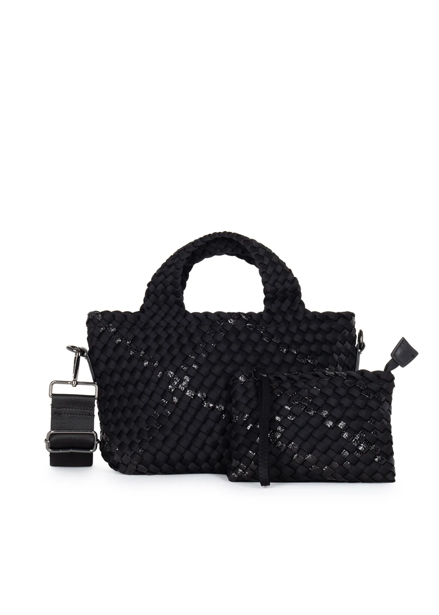 Mark Noir Woven Mini Tote sold by HAUTE SHORE