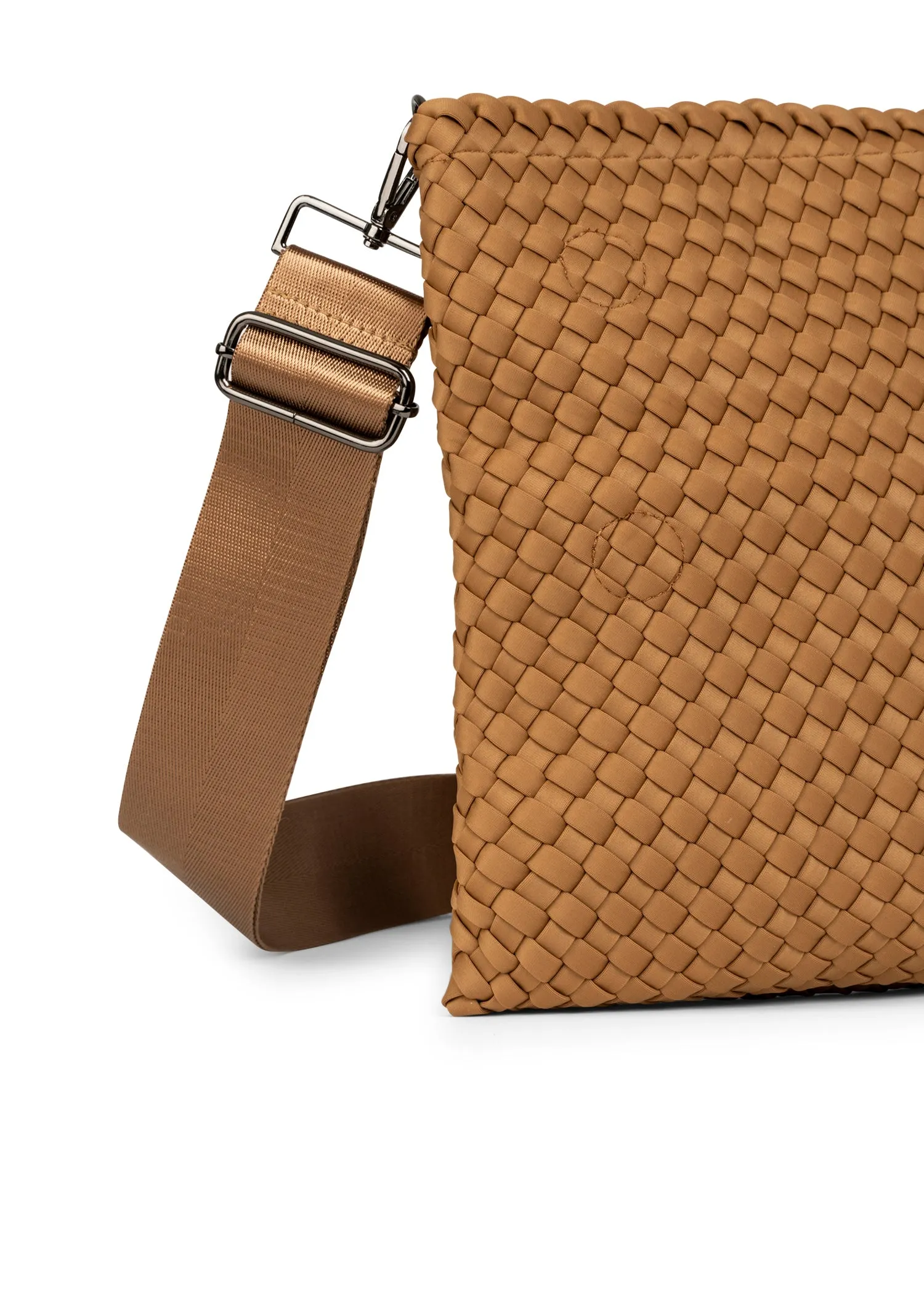 Val Camel Convertible Woven Crossbody sold by HAUTE SHORE product image thumbnail 3
