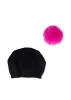 SPECIAL - Brooklyn Beanie Black/Hot Pink Faux Fur Pom - FINAL SALE sold by HAUTE SHORE